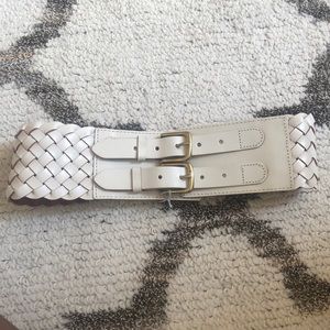 Bebe double wide braid white belt